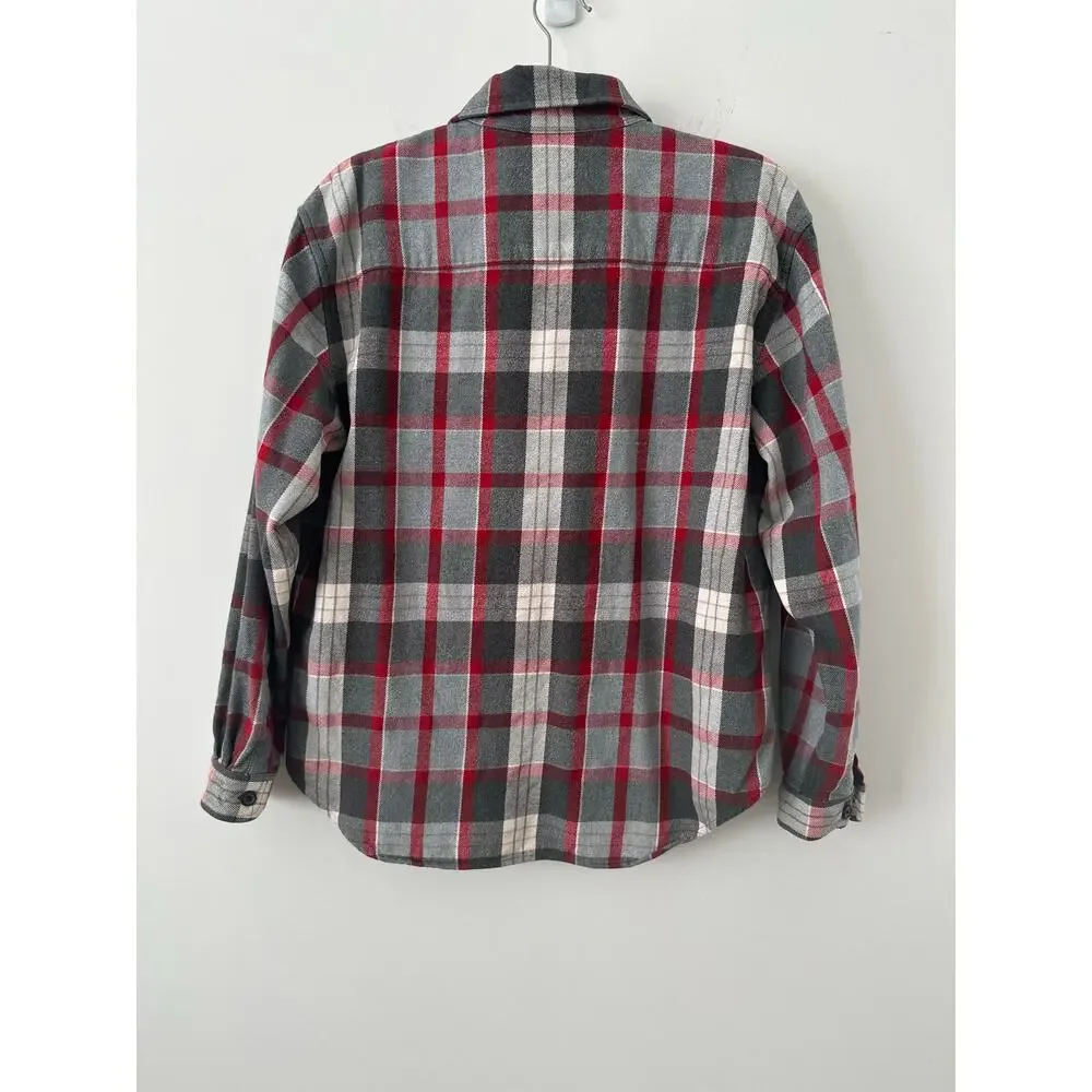 Lauren Ralph Lauren Plaid Flannel Shirt Men's Large Red Gray Half-Zip Casual
